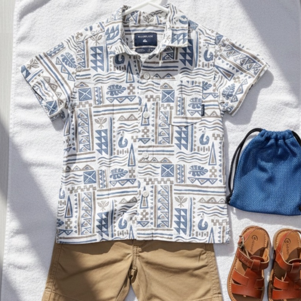 QUIKSILVER Boys Vintage Hawaiian Button Down Shirt